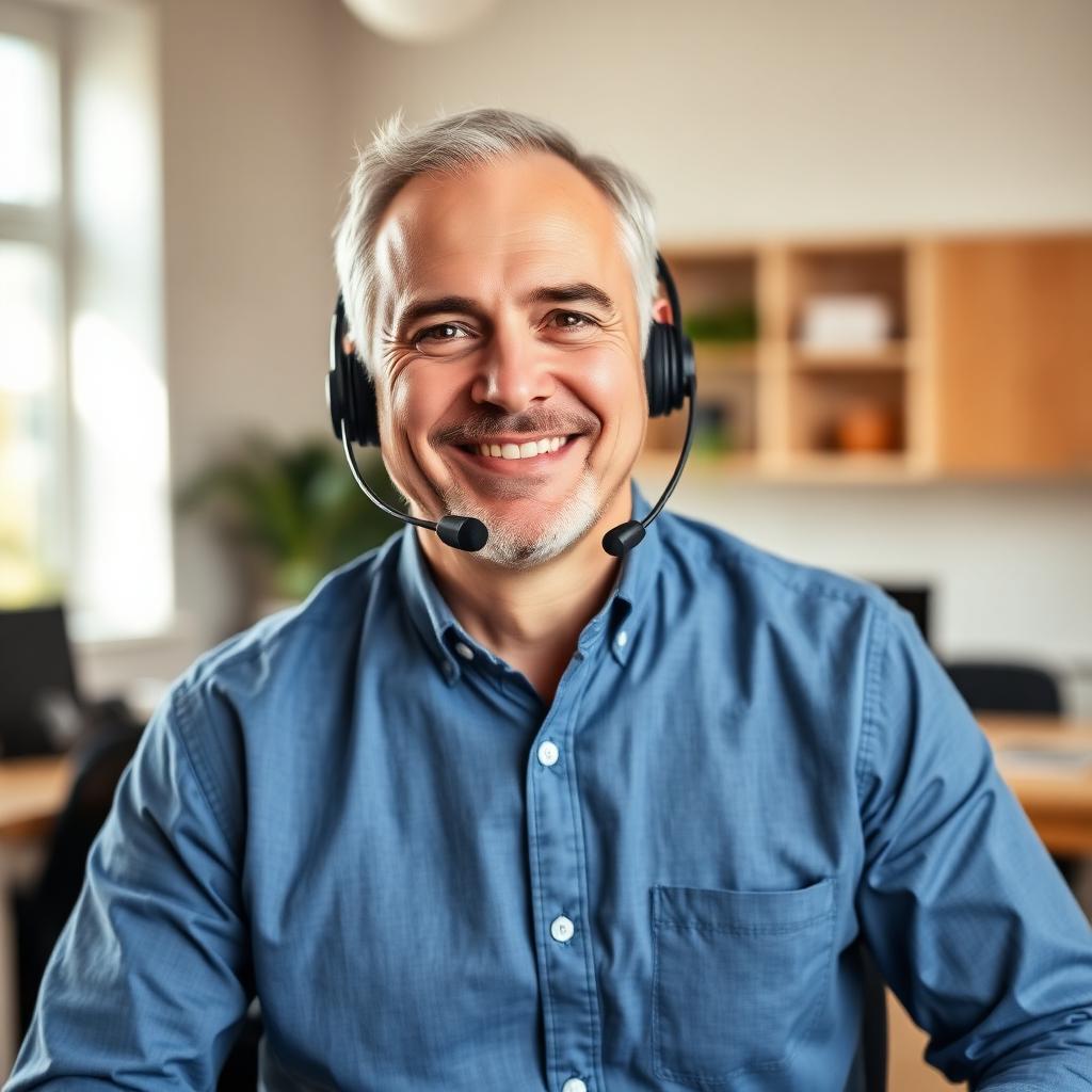 A patient member of our support team smiling while reviewing an application by hand.